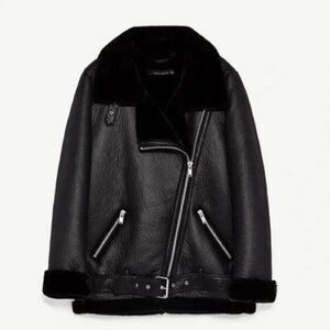 Zara Black Aviator Jacket Size Small